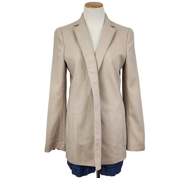 AKRIS Punto Jacket Women's Size 8 Open Front Long Split Sleeve Pockets 100% Wool - Picture 1 of 14